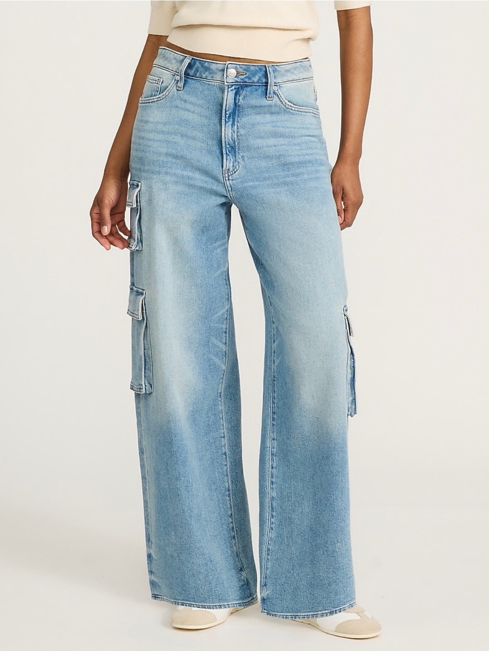 NWT Express Medium Blue Wide-Leg Cargo Jeans,Size 2